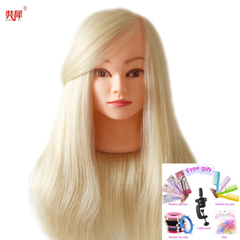 85%Real Hair Doll Head For Hairstyle Hairdressing Professional Mannequin Head Styling To Practice Hot Curl Iron Straighten