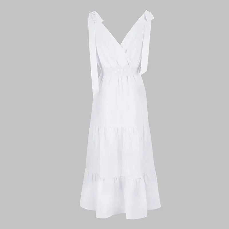 Women's Maxi Dresses Streetwear Fashion New Dresses Beach Style Clothing Elegant Female Sexy V-Neck Backless Casual Slim Dress