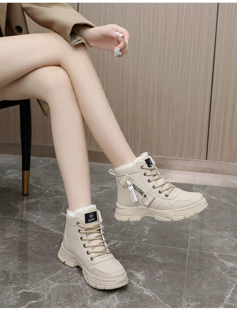 zapatos de mujer Designer Sneakers for Women Casual High Top Shoes Womens Winter Plush Lined Warm Thick Lace-up Sports Shoes