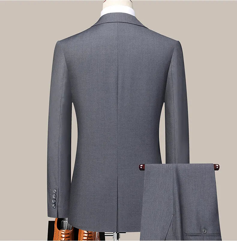 Two button men (suit + trousers) Korean version of fashion slim-fit business professional dress work formal two-piece set
