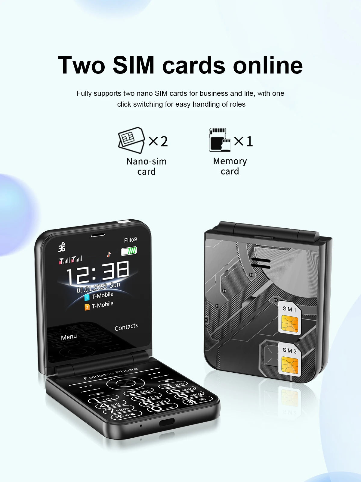 Low Price Sale SERVO Flilo9 3G Flip Mobile Phone 2 SIM Card Speed Dial Blacklist Call Record FM Radio 2.6inch Fold Cellphone MP4