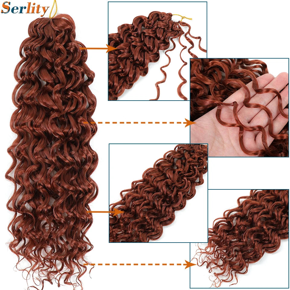 GoGo Curl Crochet Hair 14inch Curly Ocean Wave Synthetic Braiding Hair Jet Black Beach Curl Water Wave Deep Twist Crochet Braids