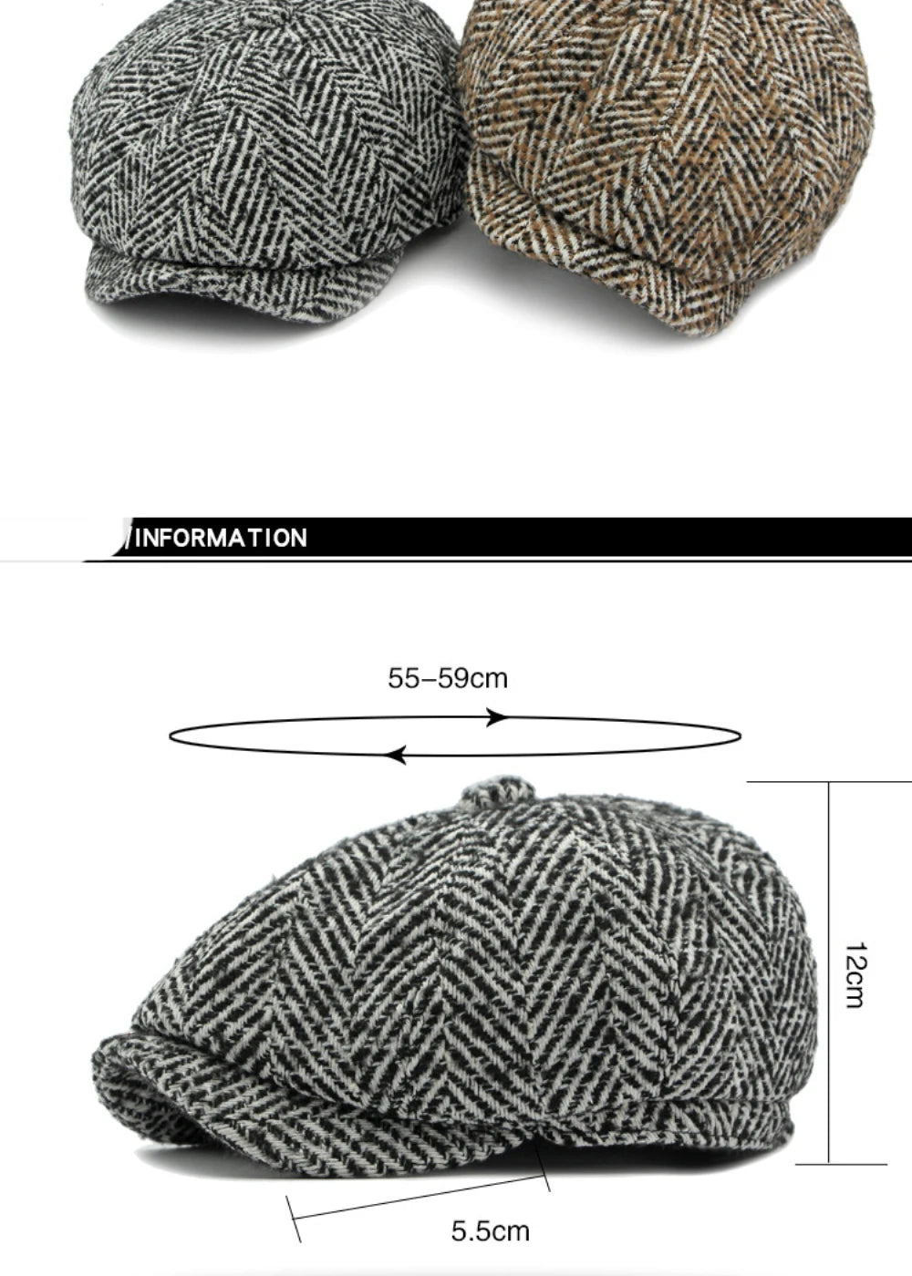 HT4409 Beret Cap Autumn Winter Cap Hat Men Women Striped Artist Painter Wool Beret Hat Male Female Ivy Octagonal Flat Cap Berets