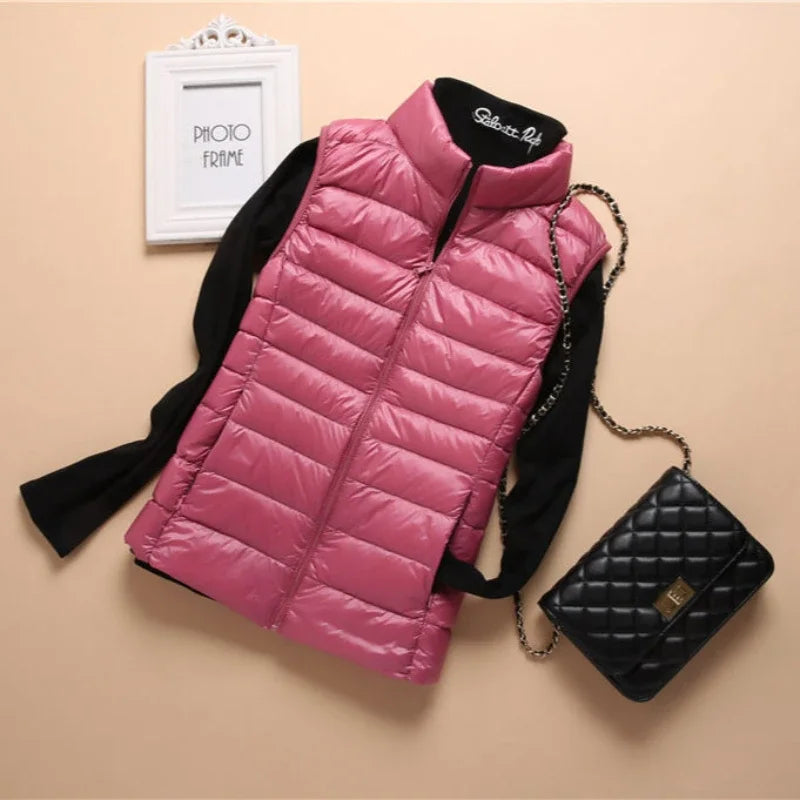 New Down Lightweight White Duck Down Vest Short Sleeveless Vest  Autumn/Winter Slim Fit Ultra Light Down Jacket Women Jackets