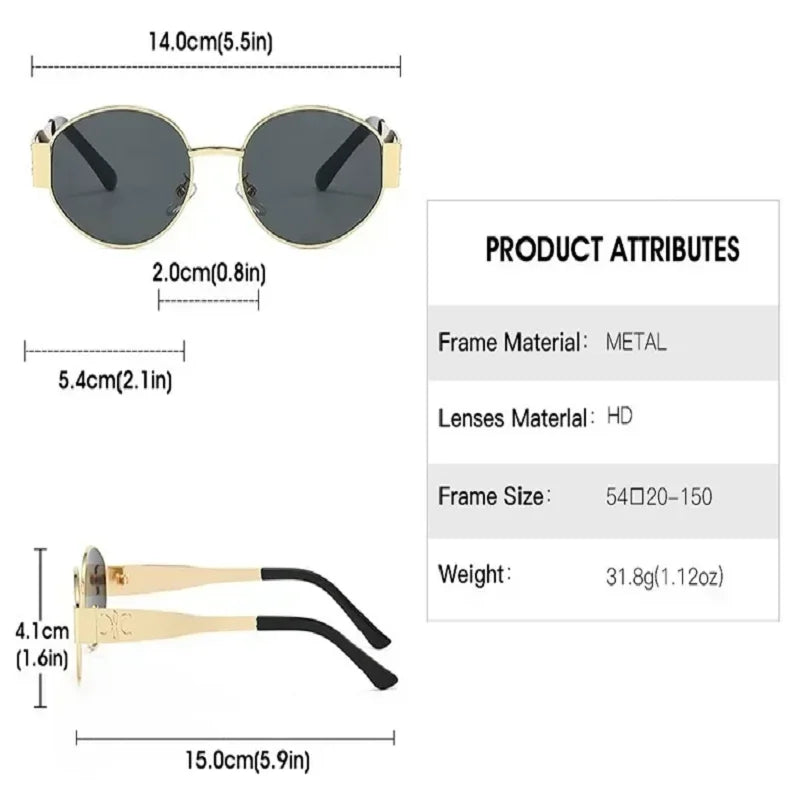Luxury Metal Brand Sunglasses for Men and Women Unisex Designer Fashion Sun Glasses Oval Unisex Stylish Eyewear Shades UV400