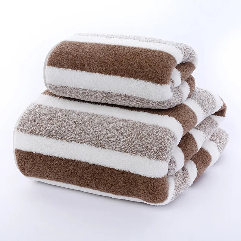 Quick-Drying Striped Towel Set For Soft And Absorbent Bathroom Experience Bath Towel Or Hand Towel