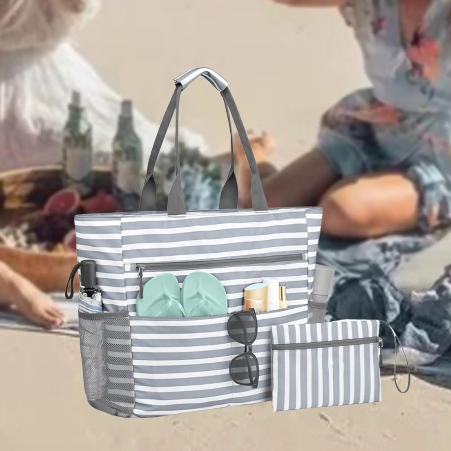 Beach Bags Waterproof with Bag for Family Vacation Essentials Toys