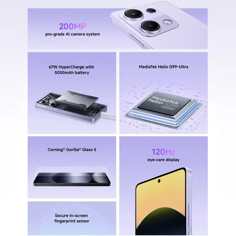 Global Version Xiaomi Redmi Note 14S MediaTek Helio G99 Ultra 200MP Al Camera System 6.67" AMOLED 120Hz Display 5000mAh