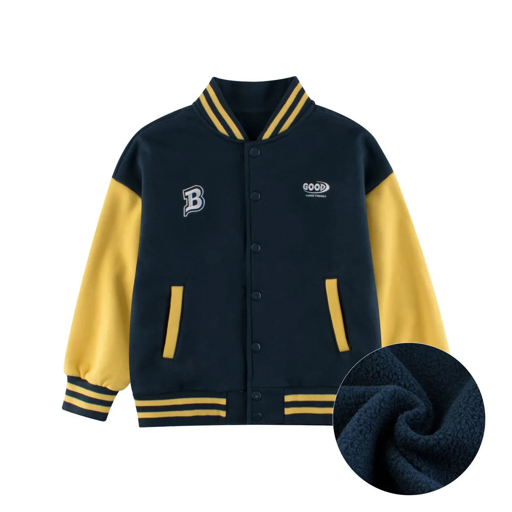 2024 Autumn Winter High Qualify Jacket for Boys Girls Fleece Cotton Zipper Casual Cartoon Baseball Capsule Coat Outerwear