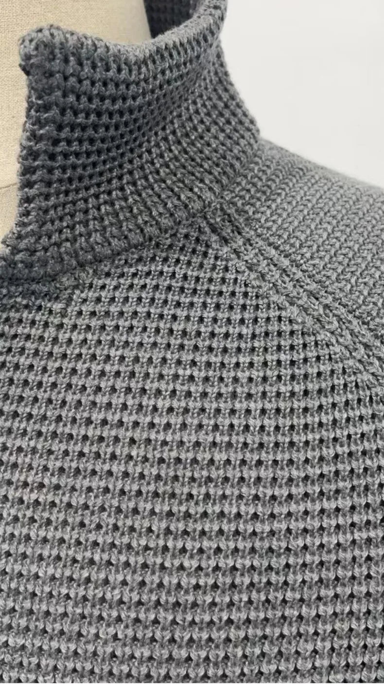 Sweaters Cardigan Men Coat Stand Collar Knitted Open Stitch Full Sleeve Splice Single Breasted Sweater Coats Autumn Winter