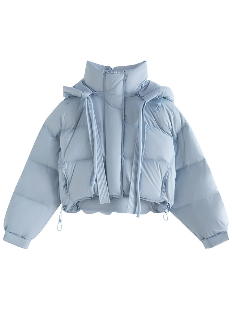 FSLE Classic Style Commuter 100-150G Short White Goose Down Jacket for Women 2023 New Winter Bat Sleeve Loose Warm Jacket Female