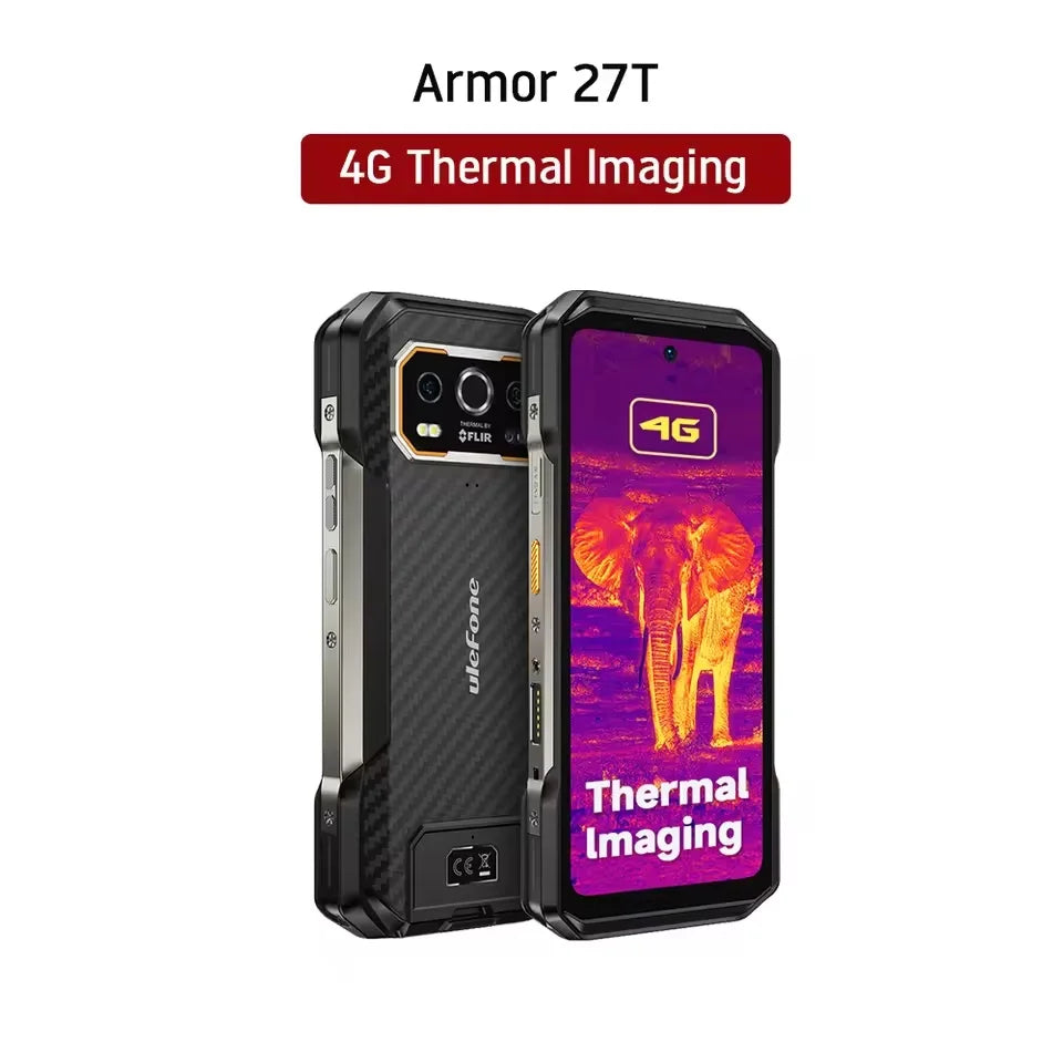 Ulefone Armor 27T Rugged Phone Thermal Imager 12GB+256GB 10600mAh 6.78'' Android 14 Helio G99 Night Vision 4G NFC Smartphone