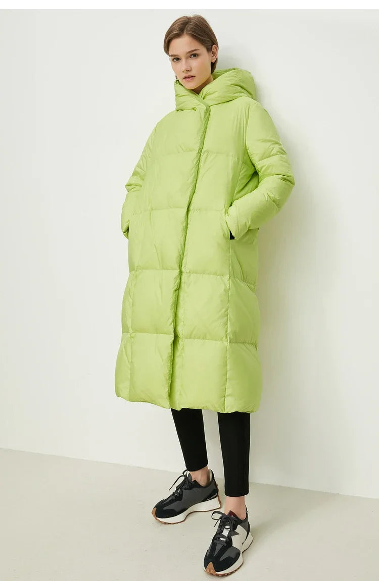 AMII Minimalist 2025 Down Jacket Coat Women Winter Warm Long Bread Puffer Coat Light Thick Quality Fashion Outerwear 12324060
