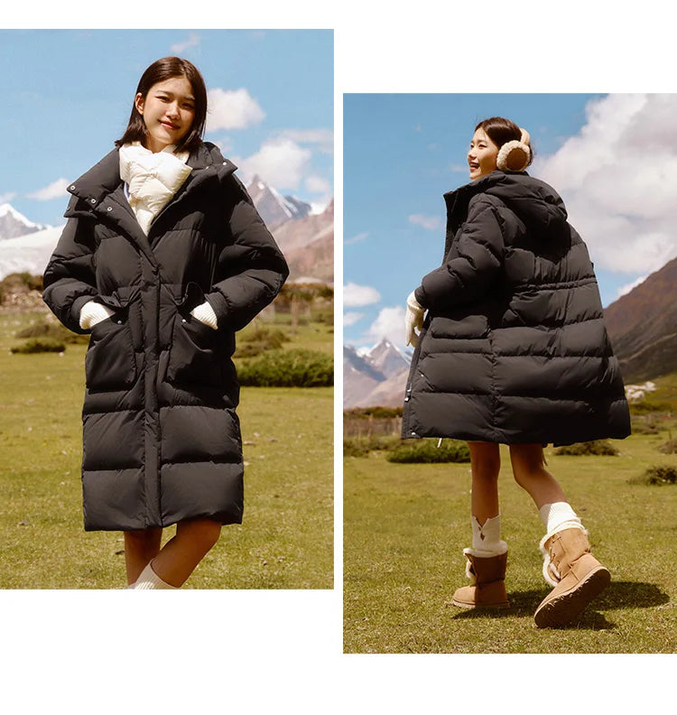 Semir Down Coat Women Long Three-proof Windproof Warm 2025 Winter New Loose Hooded Versatile Jacket