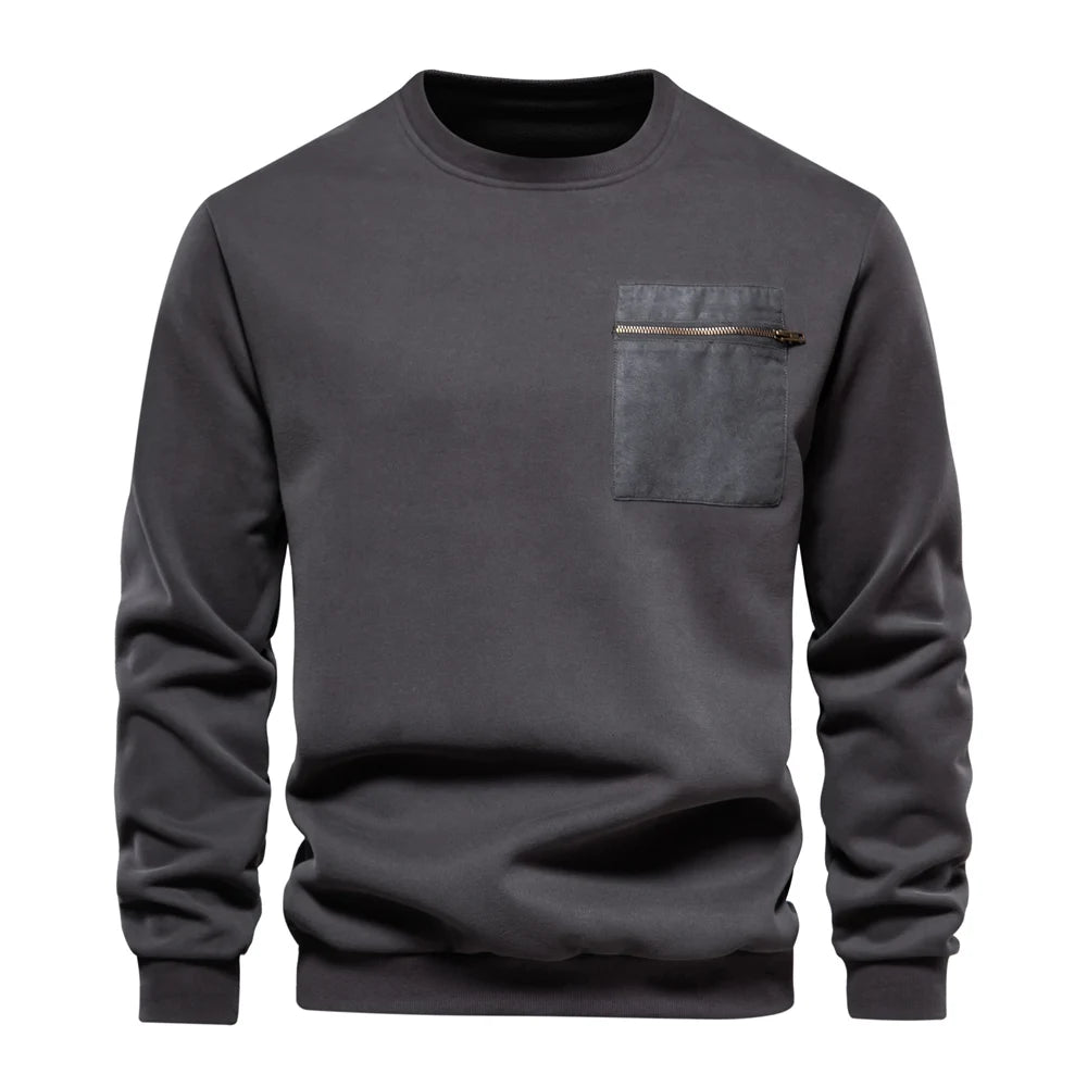 AIOPESON High Quality Cotton Sweatshirt for Men Zipper Pocket Mens Sweatshirts Casual Sport Men Clothing Pullover Men