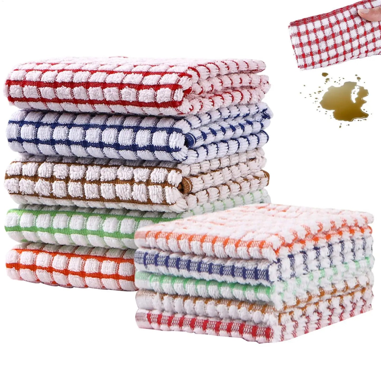Terry Tea Towels 10Pcs  Kitchen Tea Towels Absorbent Lint Catering Restaurant Cloth Dish Towels Cleaning Cloth Kitchen Cleaning