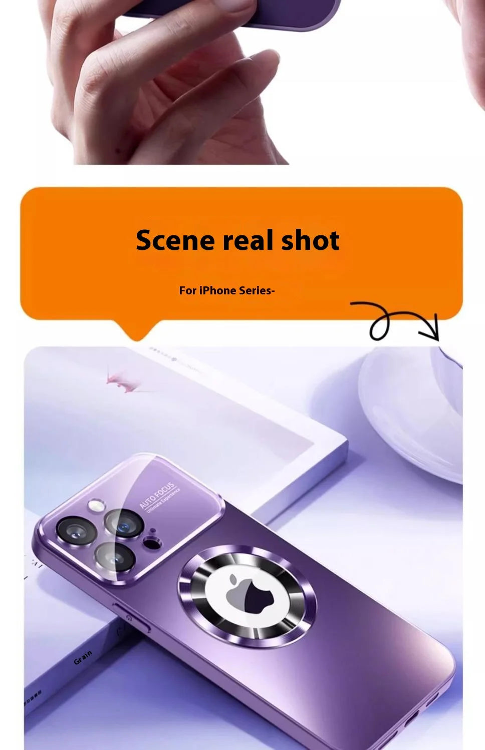 Fashionable Large Window Magnetic Phone Case,For iPhone 16 15 14 13 Pro Max, With Lens Protector,Magsafe Wireless Charging Case