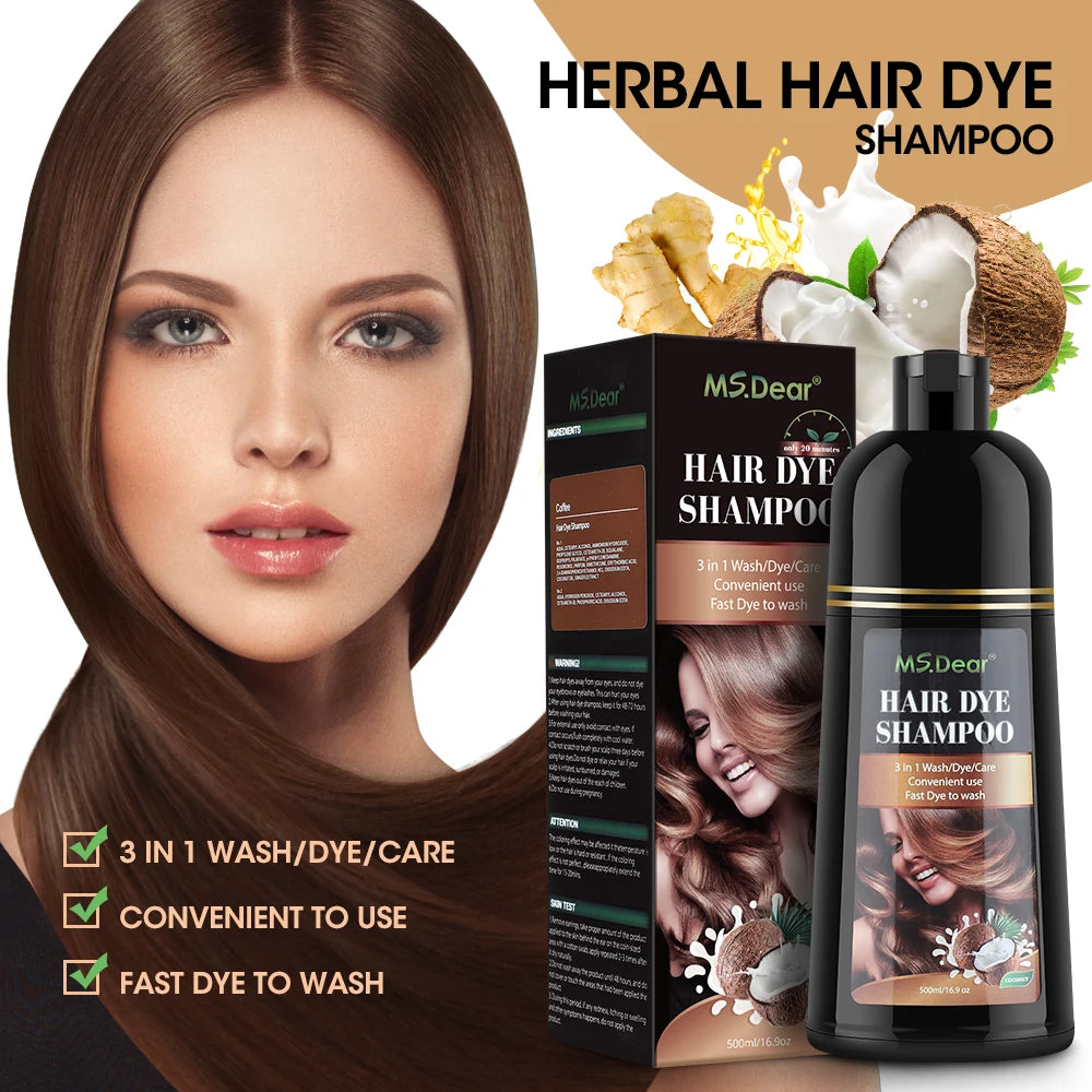 Hair Color Shampoo for Gray Hair 3 in 1 Black Hair Dye Shampoo for Women&Men Natural Herbal Safety Nourishing Hair Care Cream