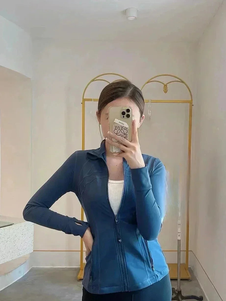 Yoga Clothes Women Define Jacket With Logo Wear Long Sleeve Full Zipper Sports Gym Workout Clothing Slim Fit Dupes Athletic