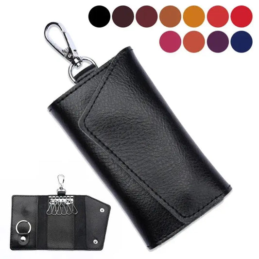 2025 New PU Leather Keychain Men Women Key Holder Organizer Pouch Cow Split Car Wallet Housekeeper Case Mini Card Bag