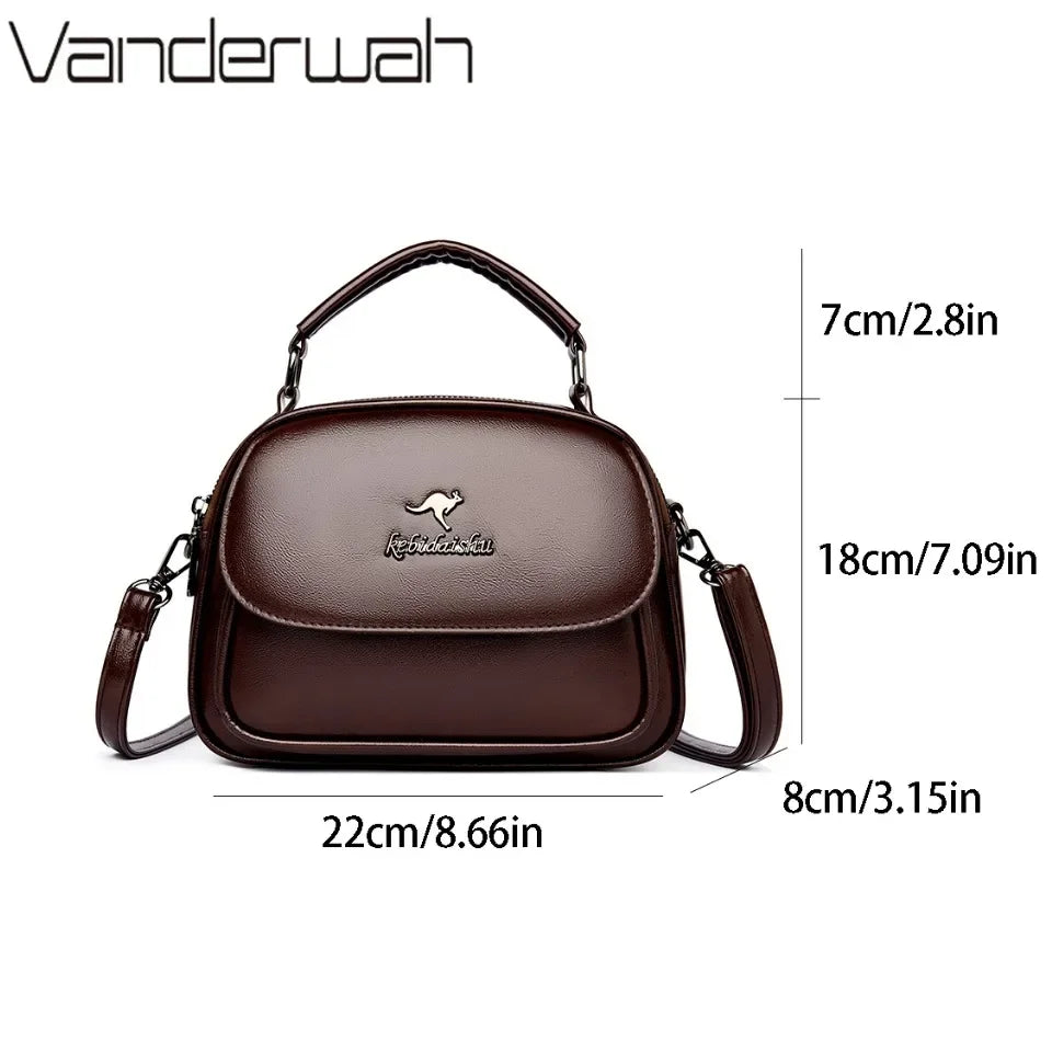 VANDERWAH Small Round Bag for Women Luxury Designer Handbag Lady High Quality Soft Leather Shoulder Bag Retro Color Commuter Sac