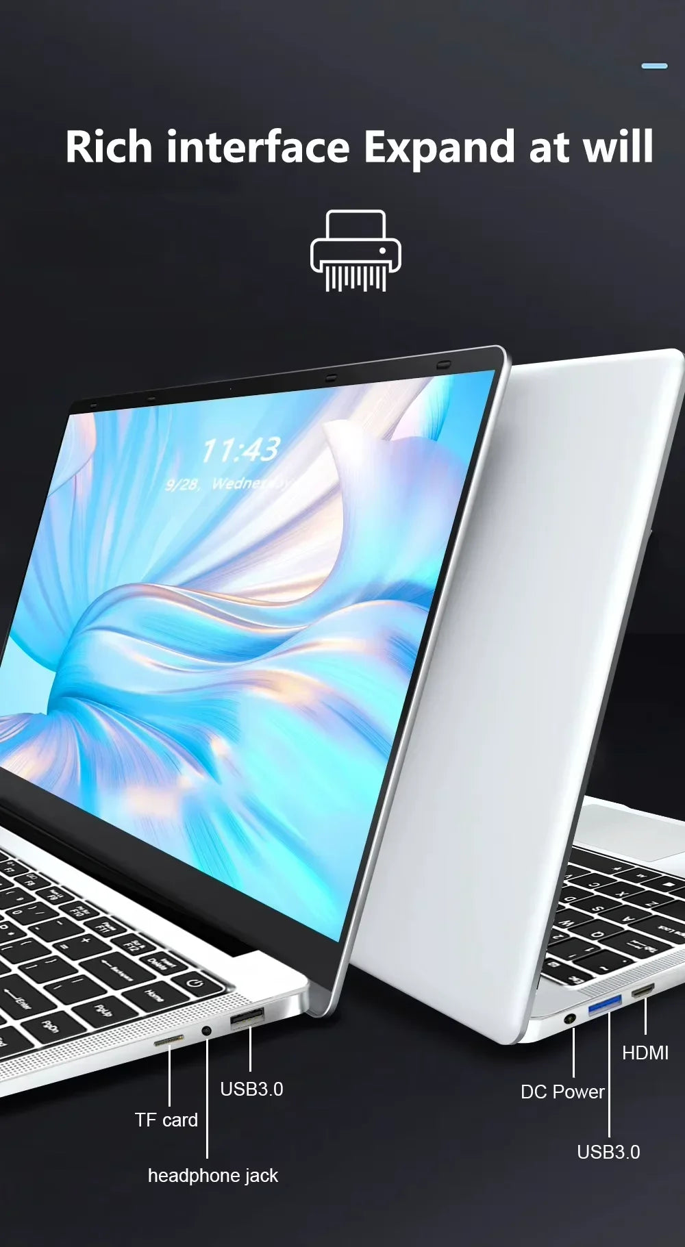 Windows 11  Office Laptop  intel core i7-7500U/intel Atom x7 A3950 12GB RAM 1TB/2TB SSD 4K HD  NoteBook Study Laptops