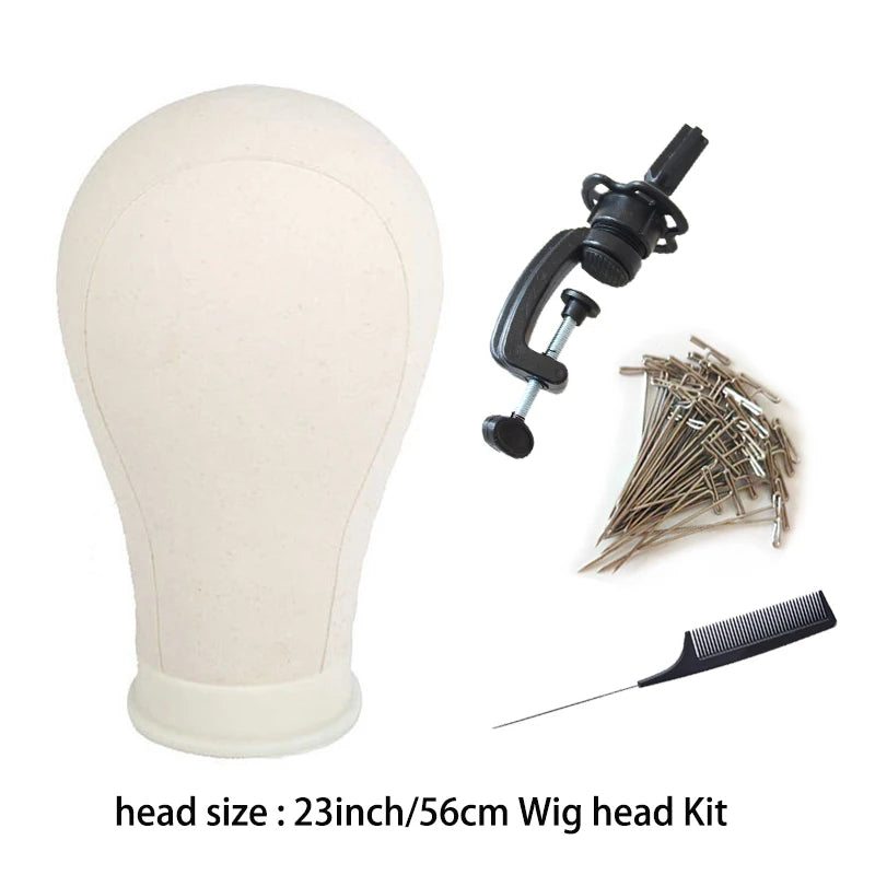 Wig Stand with Head Canvas Wig Mannequin Head for Hairstyle Display Making Wig Head Wig Supports Holder