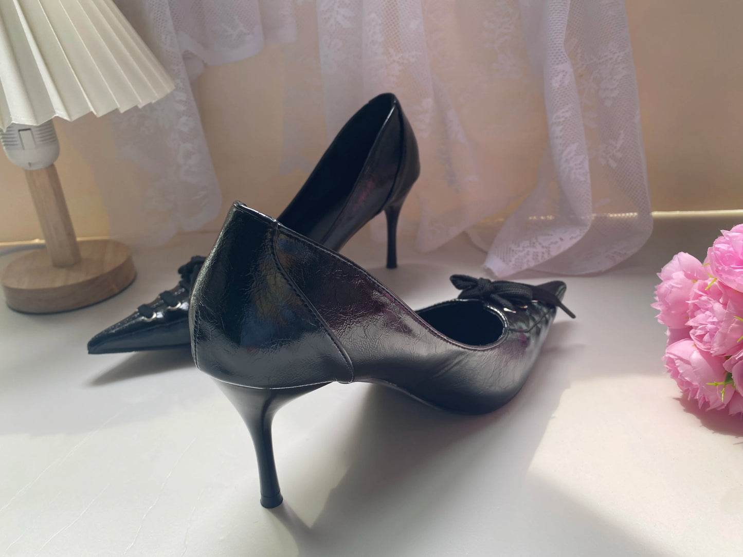 Sexy Leopard Print High Heels Women Black Pointed Toe Pumps Women Lace Up Elegant Designer Sandal Rhinestone Party Dress Shoes