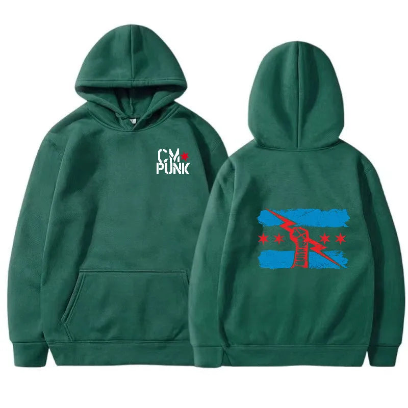 Autumn and Winter New Famous Wrestler Returns to CM Punk Men's Solid Hoodie Fashion Print Street Sports Casual Top Pullover