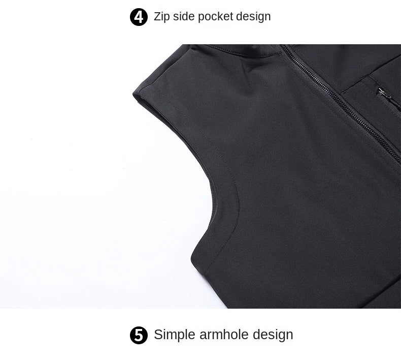 Soft shell thick vest men's autumn and winter work clothes plush jacket waterproof sleeveless windproof running sports vest