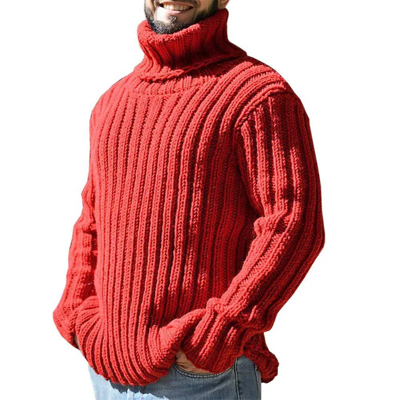 Pullovers Men Sweaters Turtleneck Knitted Tops Full Sleeve Knit Solid Sweater Top Splice Casual Loose Regular Autumn Winter