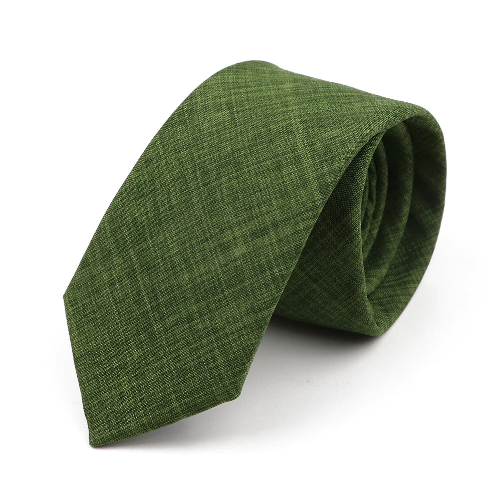 Novelty New Solid Color Ties For Men 100%Cotton Handmade High Quality Necktie Pink Green Orange 6.5cm Skinny Slim Ties Accessory