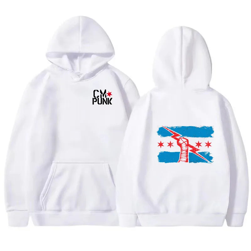 Autumn and Winter New Famous Wrestler Returns to CM Punk Men's Solid Hoodie Fashion Print Street Sports Casual Top Pullover
