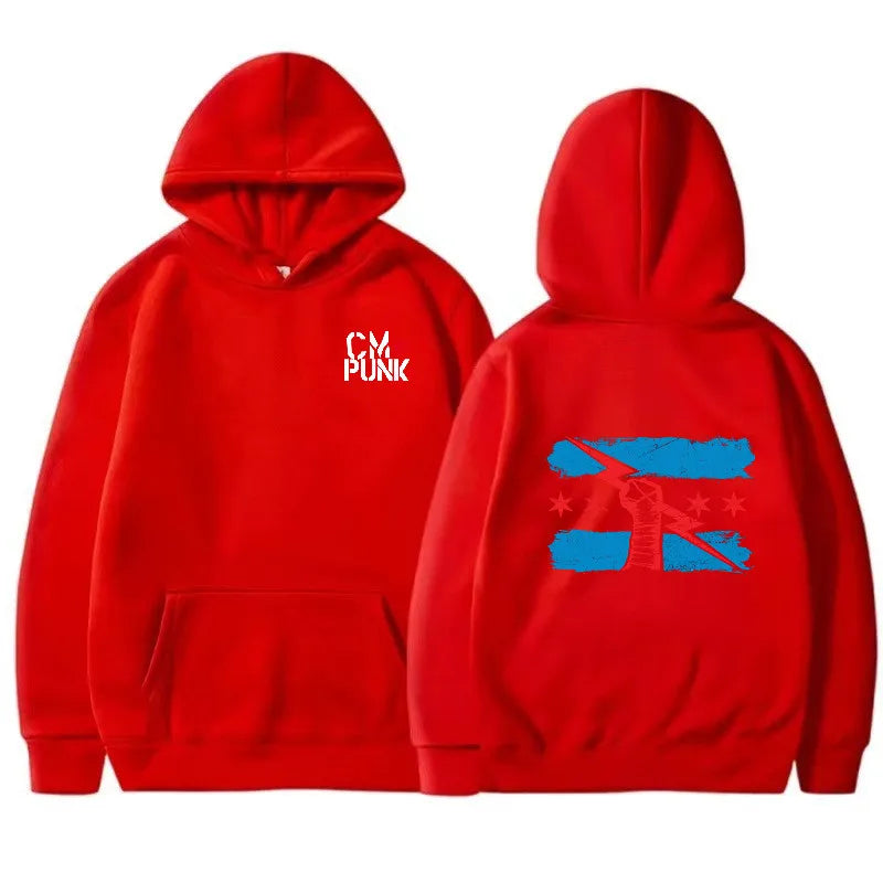Autumn and Winter New Famous Wrestler Returns to CM Punk Men's Solid Hoodie Fashion Print Street Sports Casual Top Pullover