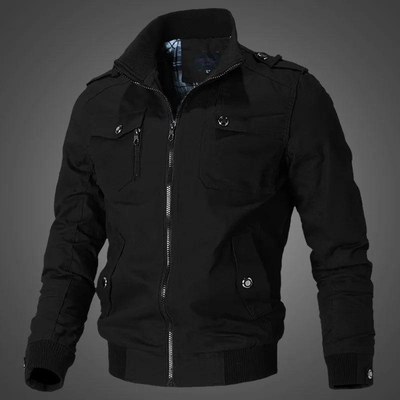 Spring and Autumn New Men's Plus Size Workwear Jacket Korean Version Trendy Slim Fit Military Top Casual Windproof Warm Jacket