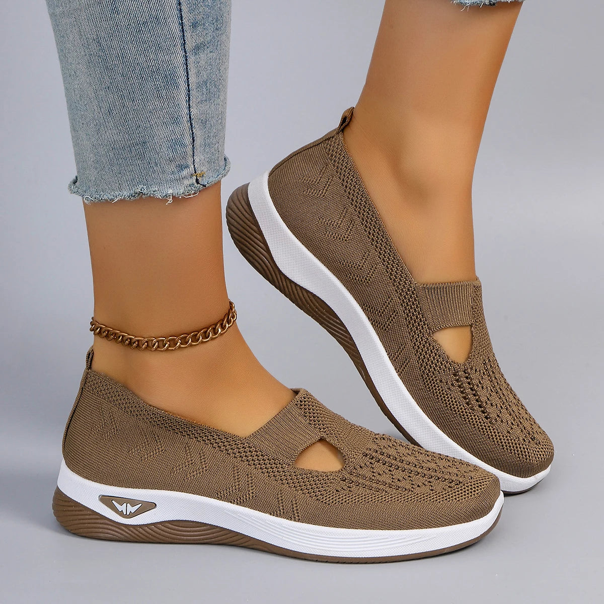 Spring new women's sports shoes, fashionable, breathable, lightweight, non-slip, wear-resistant, casual sports shoes, flat shoes