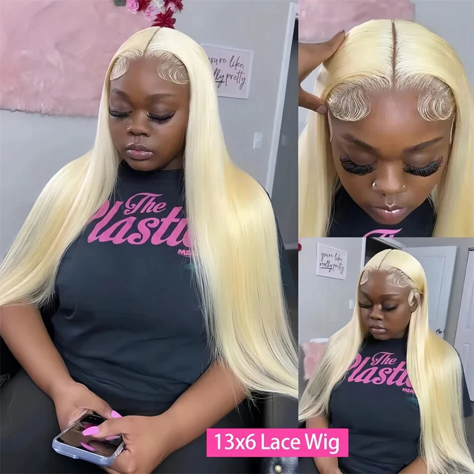 613 Lace Front Wigs Human Hair Hd Lace Wig 13x6 Human Hair Straight Blonde 613 Human Hair Wig Pre Plucked Bleached Knots 40 In