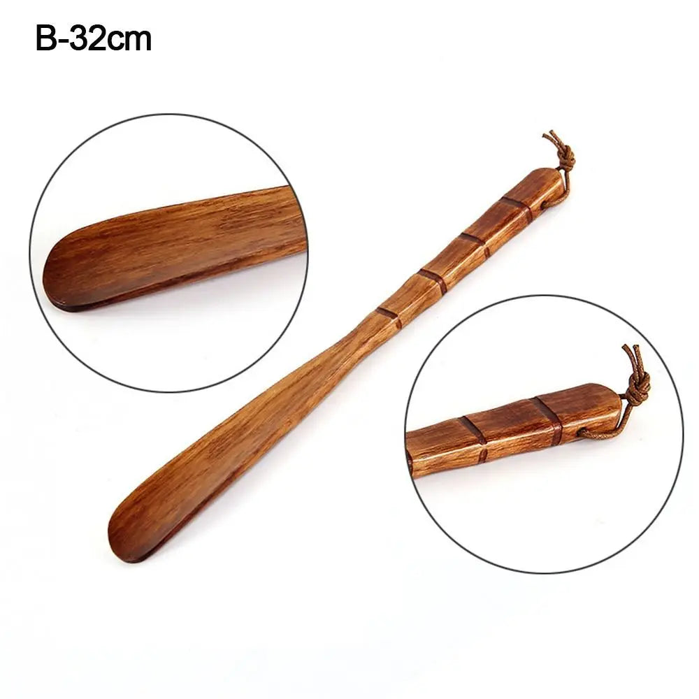 Wooden Shoe Horn Easy On Off Long Handle Hanging Loop Without Bending Over Shoe Horn For Seniors Pregnant Women