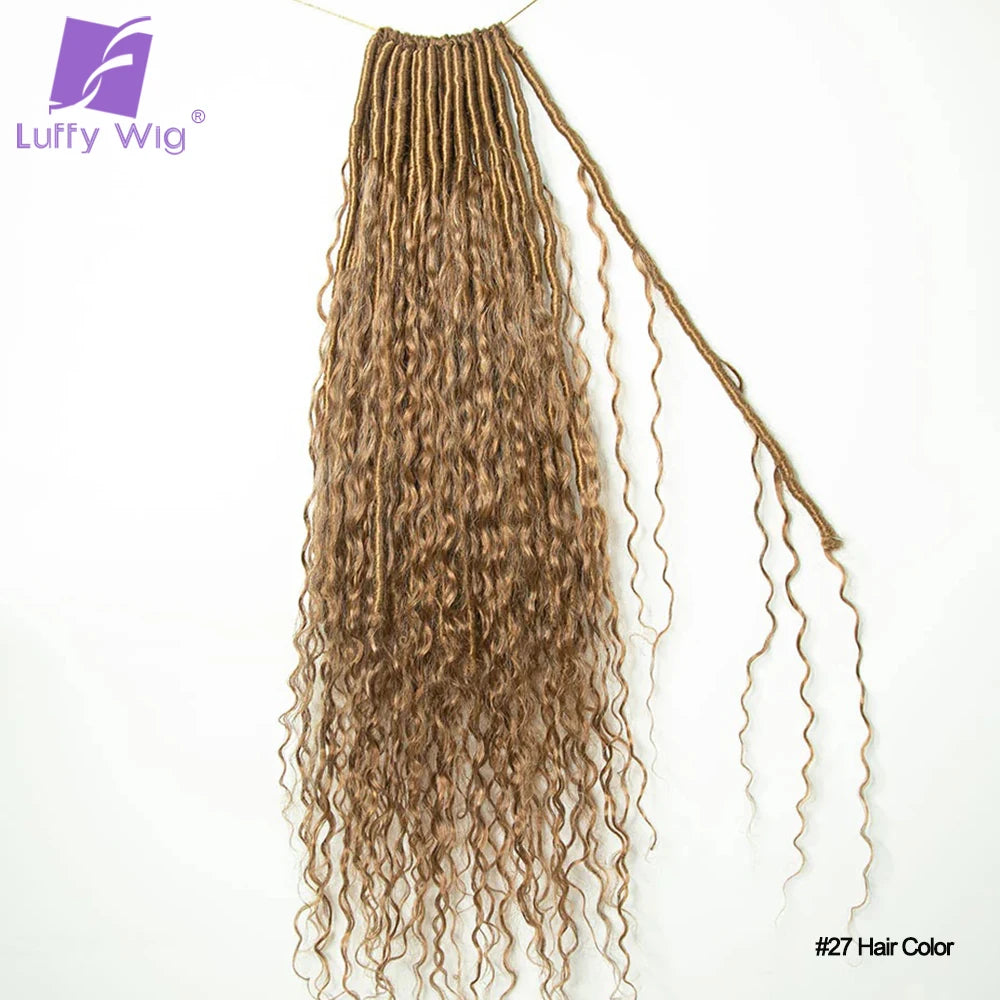 Crochet Boho Locs with Human Hair Curls Pre-looped 27 30 Braids Hair Extensions Knotless Hair Deadlocks For Braiding Deep Wave
