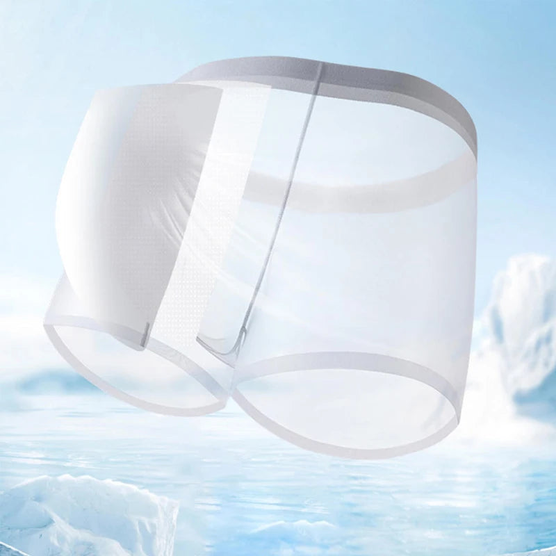 Sexy Men Boxy Underwear Seamless Ice Silk Thin Quick Dry Cool Feel Comfort Sports Trunks Youth Mid-rise U Convex Pouch Underpant