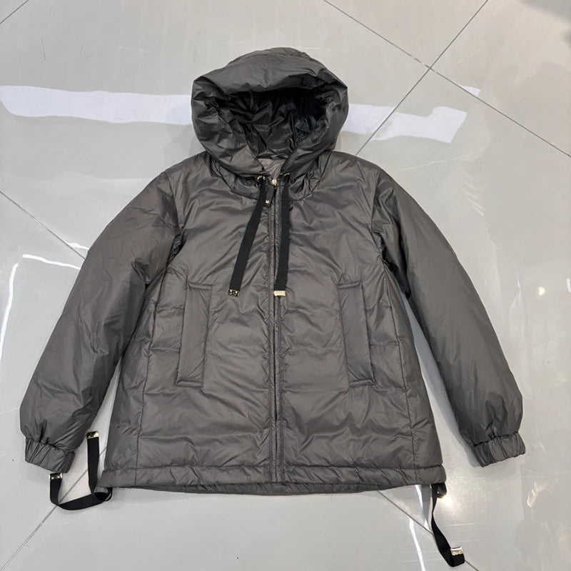 Schinteon Women's 90% White Duck down Jacket Casual Loose Oversize Autumn Winter Outwear with Hood Top Quality Coat 2025 New