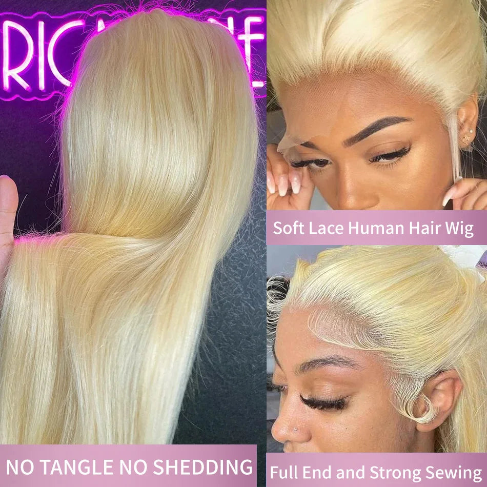 613 Lace Front Wigs Human Hair Hd Lace Wig 13x6 Human Hair Straight Blonde 613 Human Hair Wig Pre Plucked Bleached Knots 40 In