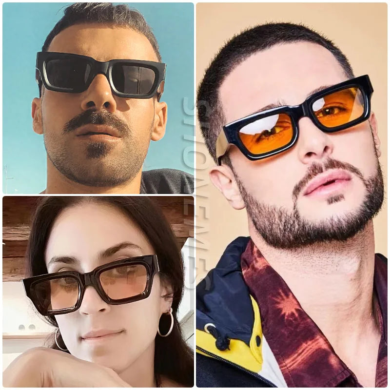 SHONEMES Square Sunglasses Stylish Men Women Thick Frame Shades Outdoor UV400 Sun Glasses Brown Black Orange for Unisex