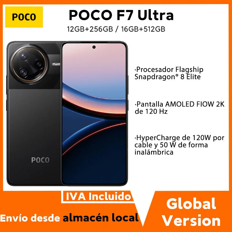 Global Version POCO F7 Ultra Snapdragon 8 Elite 6.67" AMOLED Display 50MP Triple Camera 5300mAh 120W HyperCharge Cellphone