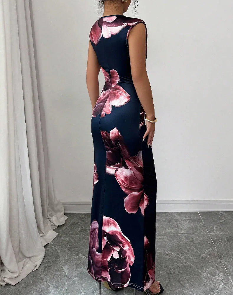 Sexy Bodycon Maxi Dresses For Women 2025 Summer Fashion Sleeveless O-neck Slim Long Party Dress Elegant Vestidos