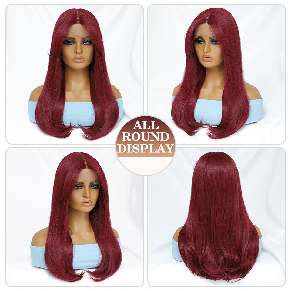 Synthetic Lace Front Wigs Long Straight Blonde Red Wig For Black Women Natural Ombre Brown Cosplay Lace Wig Halloween