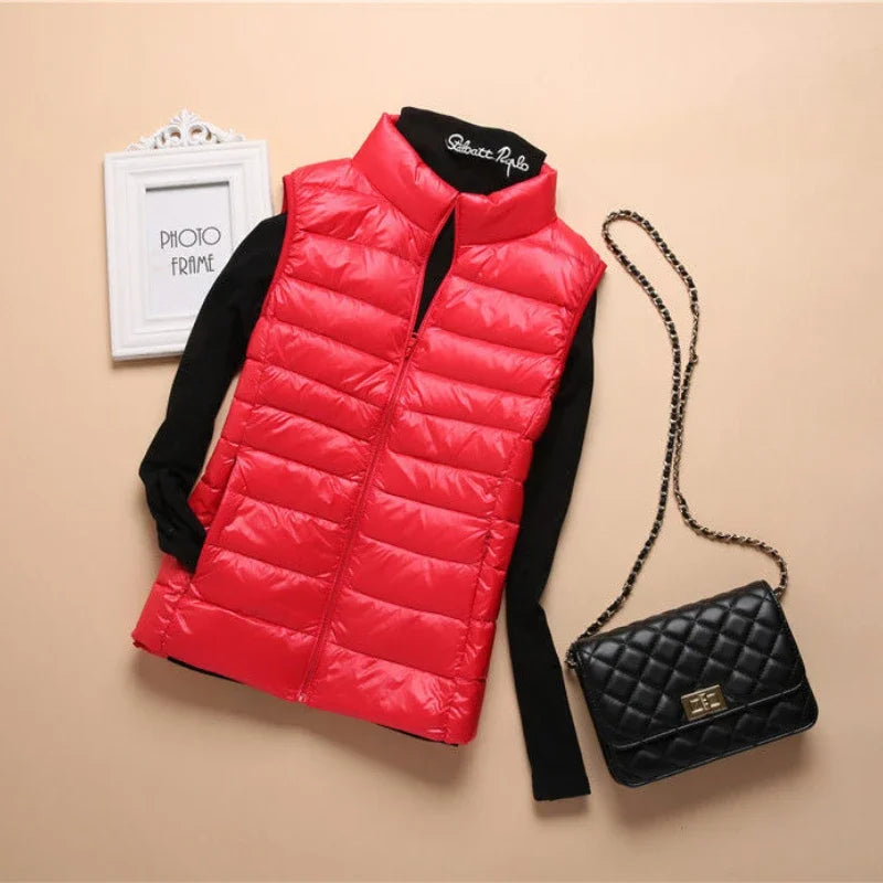 New Down Lightweight White Duck Down Vest Short Sleeveless Vest  Autumn/Winter Slim Fit Ultra Light Down Jacket Women Jackets