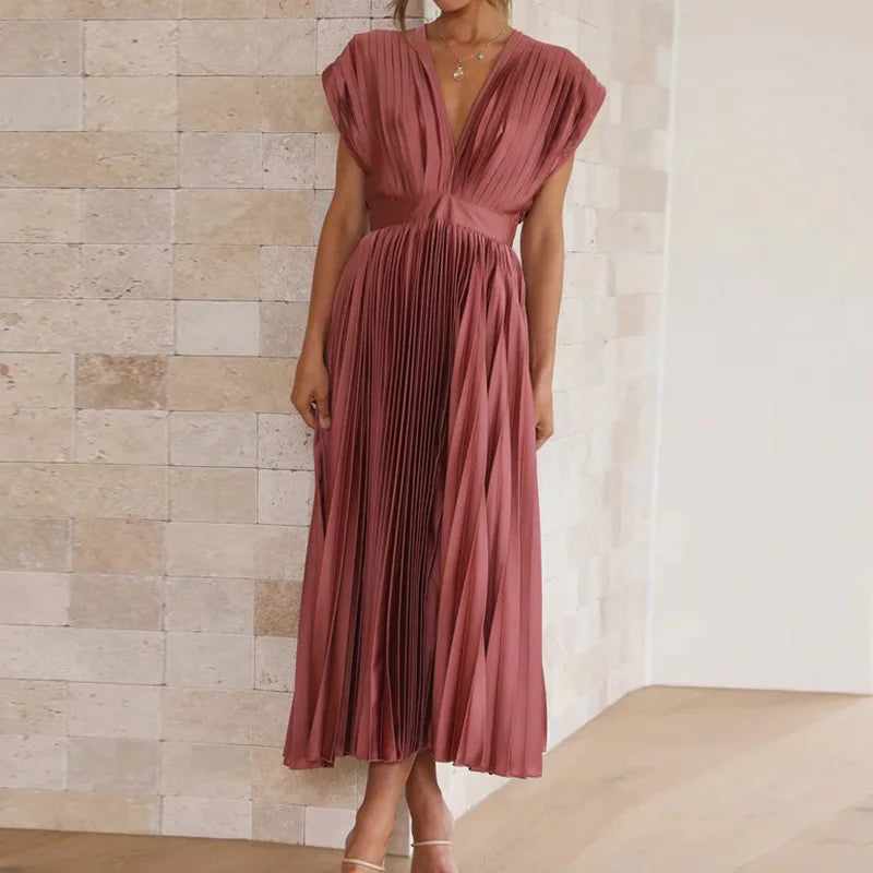 Maxi Dress Women Elegant Sexy Loungewear New Deep V-Neck Lace-Up Party Dress Summer Sleeveless Holiday Ladies Dress Dropshipping