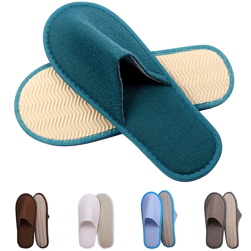1 Pair Hotel Slippers Men Womens Top Quality Velvet Travel Disposable Cotton Home Hospitality Shoes Cheap SPA Guest Slides