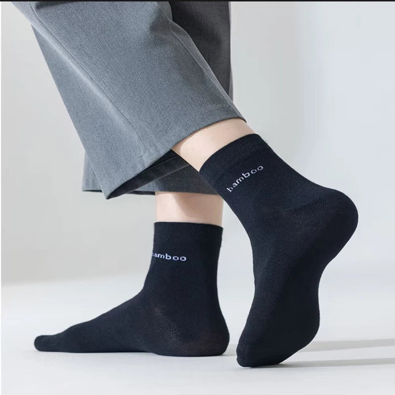 10/5Pairs Men Bamboo Socks Comfortable Breathable Casual Business Men's Crew Socks High Quality Guarantee Sox Male size 38-44